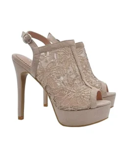 BEIGE MACRAME SANDAL WITH 13 HEEL AND STRAP