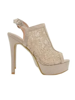 BEIGE MACRAME SANDAL WITH 13 HEEL AND STRAP