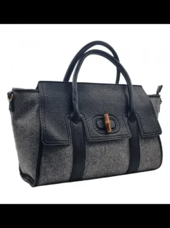 Black bag with imitation leather handles, spacious and elegant