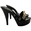 BLACK CLOG HEEL GOLD STUDS