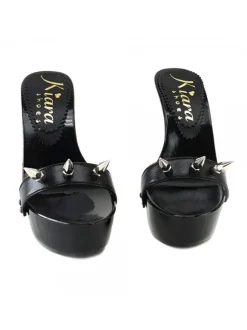 BLACK CLOG HEEL STUDS FETISH