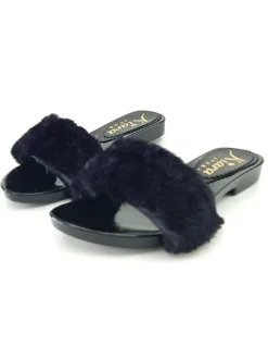 BLACK CLOGS FUR