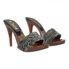 BLACK CLOGS IN TWEED HEEL 12