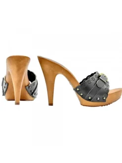 BLACK CLOGS LASERED BAND AND BUCKLE