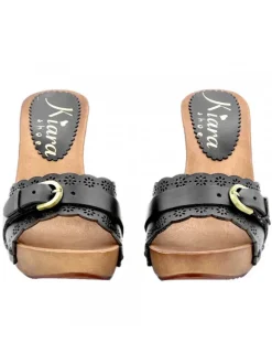 BLACK CLOGS LASERED BAND AND BUCKLE