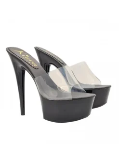 BLACK CLOGS TRANSPARENT BAND AND HEEL 15