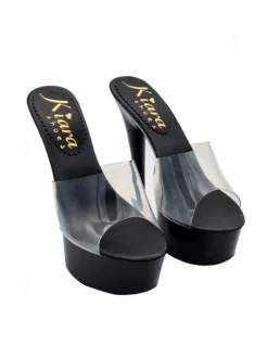 BLACK CLOGS TRANSPARENT BAND AND HEEL 15