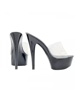 BLACK CLOGS TRANSPARENT BAND AND HEEL 15