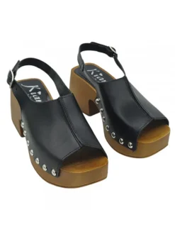 BLACK CLOGS WITH BACK STRAP