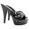BLACK CLOGS WITH BRAIDED BANDS AND SILVER BUCKLES
