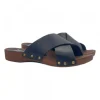 BLACK CLOGS WITH CROSSED LEATHER BANDS