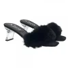 BLACK CLOGS WITH FUR AND TRANSPARENT HEEL