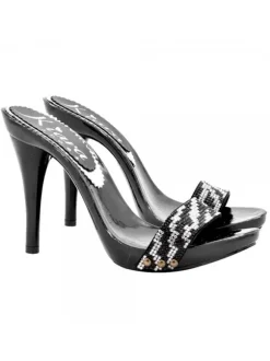 BLACK CLOGS WITH RHINESTONE BAND HEEL 12