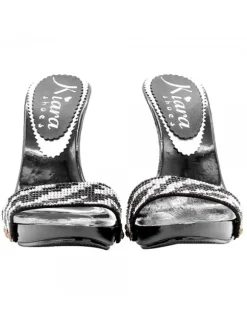 BLACK CLOGS WITH RHINESTONE BAND HEEL 12