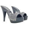 BLACK CLOGS WITH SHINY BAND & 13" HEEL