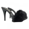 BLACK CLOGS WITH SYNTHETIC FUR