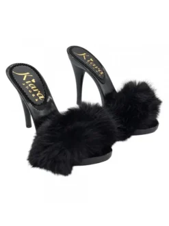 BLACK CLOGS WITH SYNTHETIC FUR