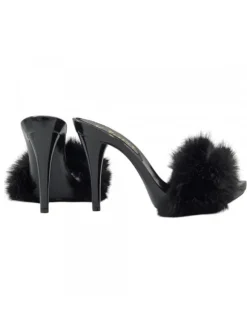 BLACK CLOGS WITH SYNTHETIC FUR