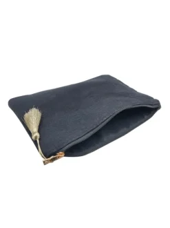 BLACK CLUTCH CASE IN FABRIC WITH ZIP