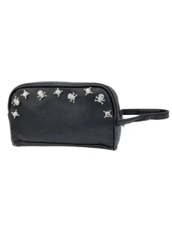 BLACK CLUTCH WITH SILVER SKULLS