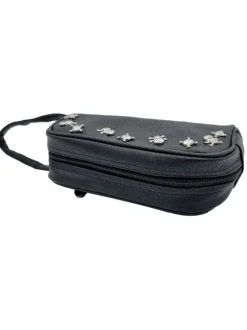 BLACK CLUTCH WITH SILVER SKULLS