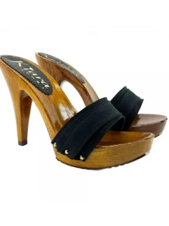 BLACK HANDMADE LADY CLOGS