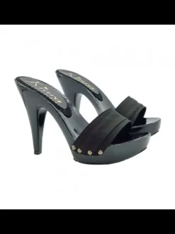 BLACK HEEL CLOG  HEEL 11 CM