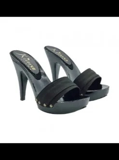 BLACK HEEL CLOG  HEEL 11 CM