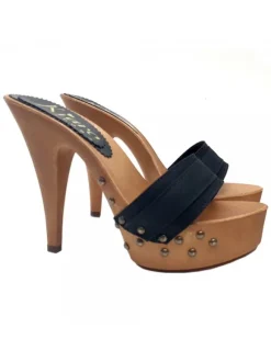 BLACK HEEL CLOGS WITH STUDS