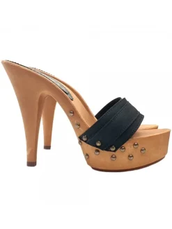 BLACK HEEL CLOGS WITH STUDS