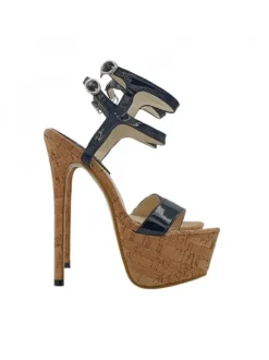 BLACK HIGH STILETTO IN CORK HEEL 17
