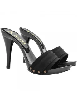 BLACK LACQUERED CLOGS HEEL 12