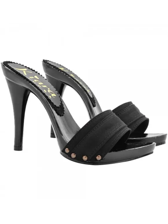 BLACK LACQUERED CLOGS HEEL 12