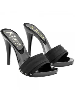 BLACK LACQUERED CLOGS HEEL 12