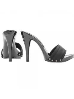 BLACK LACQUERED CLOGS HEEL 12