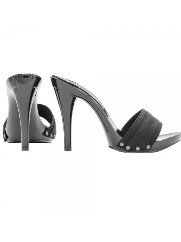 BLACK LACQUERED CLOGS HEEL 12