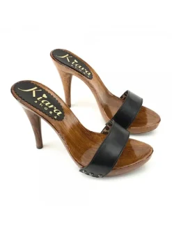 BLACK LEATHER CLOGS
