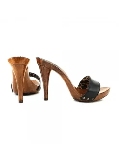 BLACK LEATHER CLOGS