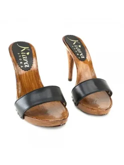 BLACK LEATHER CLOGS