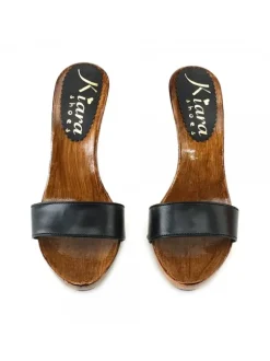 BLACK LEATHER CLOGS