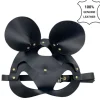 BLACK LEATHER MASK WITH REMOVABLE EARS