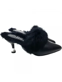 BLACK MULES WITH FUR