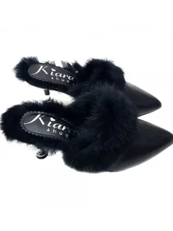 BLACK MULES WITH FUR