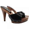 BLACK PATENT LEATHER CLOGS LATEX