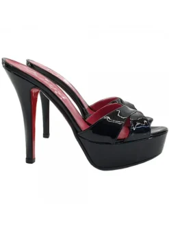 BLACK PATENT LEATHER SANDALS SIZE UP TO 44