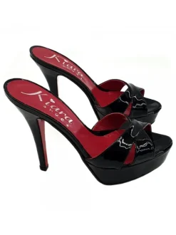 BLACK PATENT LEATHER SANDALS SIZE UP TO 44