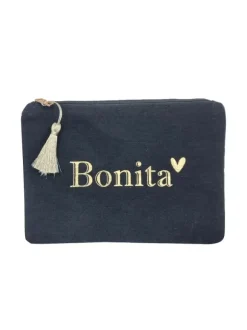 BLACK POCHETTE CASE WITH GOLD PRINT