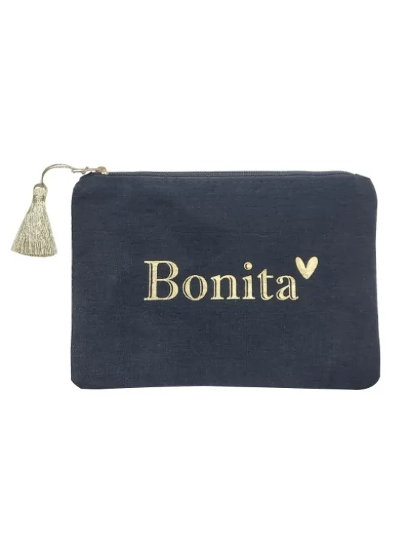 BLACK POCHETTE CASE WITH GOLD PRINT