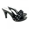 BLACK POLKA DOT CLOGS HEEL 9