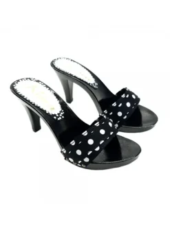 BLACK POLKA DOT CLOGS HEEL 9